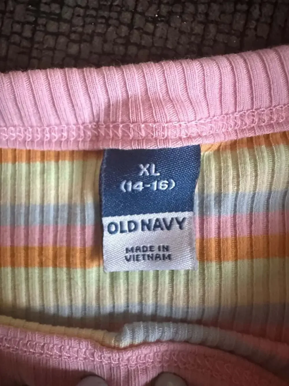 Old Navy Striped T-Shirt Size XL (14-16) Multi Pastel Ribbed Short Sleeve